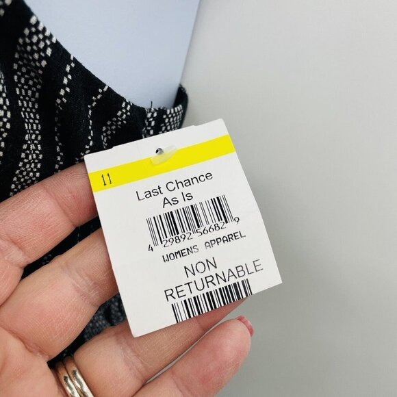 Caslon Womens Size Large Smocked Striped Maxi Dress with Side Slit in Black - Picture 9 of 9